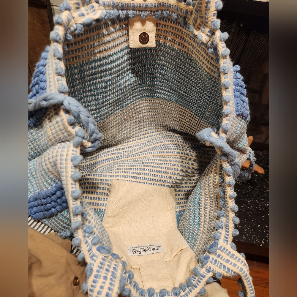 Antonello Tedde Woven Blue And White Large Tote Bag - Picture 4 of 15